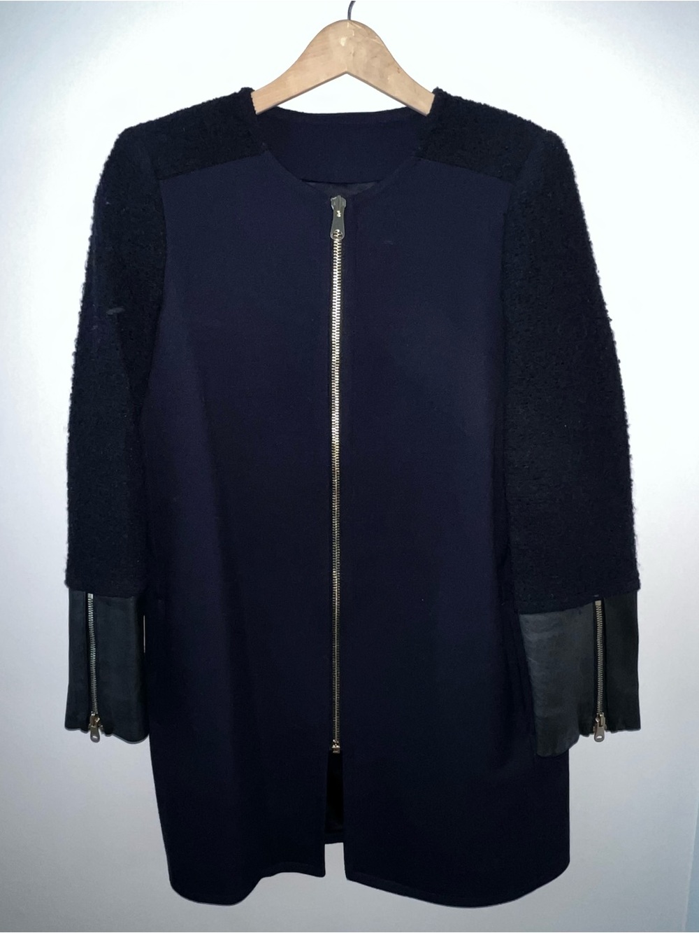Club Monaco Navy Zip-Front Coat